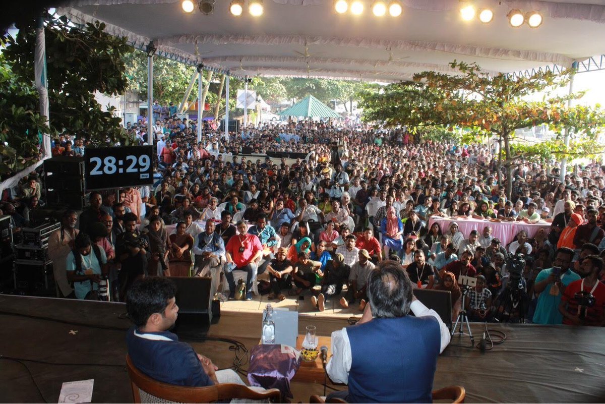 ShashiTharoor's tweet photo. Wonderful@session on #Nehru ji at #KLF2019 in Kozhikode this afternoon. And what an amazing turnout to hear about a man whom our present rulers so shamefully denigrate! https://t.co/NysRJEF8U3