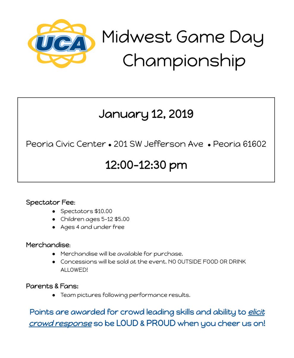 MFHScheer's tweet photo. Come support @libby_snyder03🎀 and her squad tomorrow, January 12th as they cheer in the UCA Cheerleading 📣 Game Day competition! https://t.co/Q1IppmKIjJ