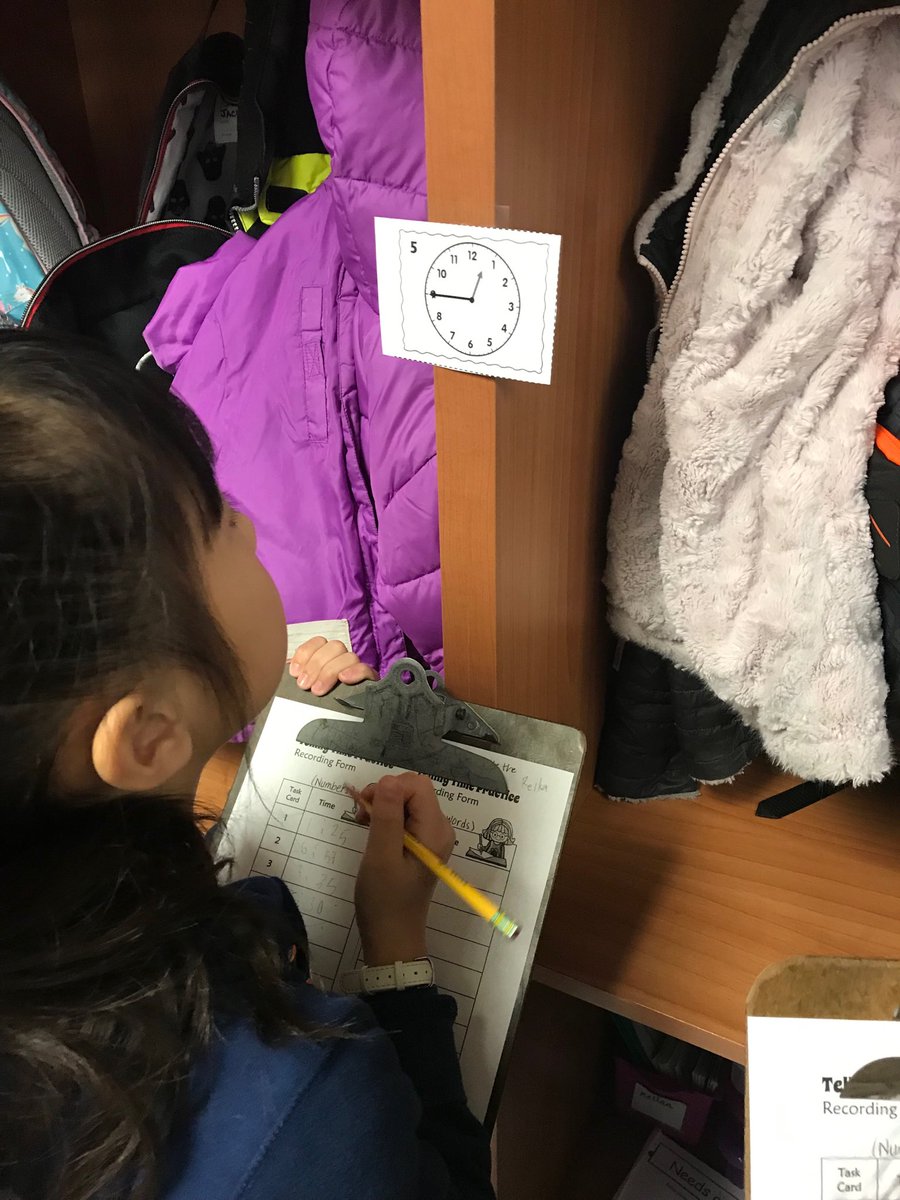 Jen_VanDyke's tweet photo. Telling time scavenger hunt.  Can you write the time in numbers and words? ⁦@ireDCSD⁩ https://t.co/bKMptbpI4K
