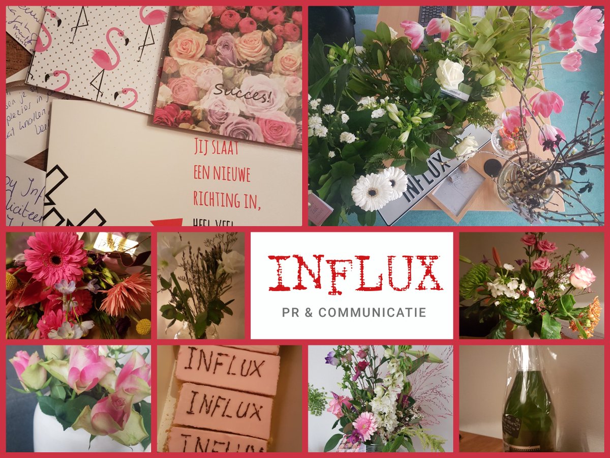 Geweldig, al die support van familie &amp; vrienden #eersteweek #ondernemers. Bloemen, kaarten, champagne, Influx-tompoucen en zelfs eigen parkeerbordjes ;-)
#dank #influxpr ow.ly/KjDb30nh5p7