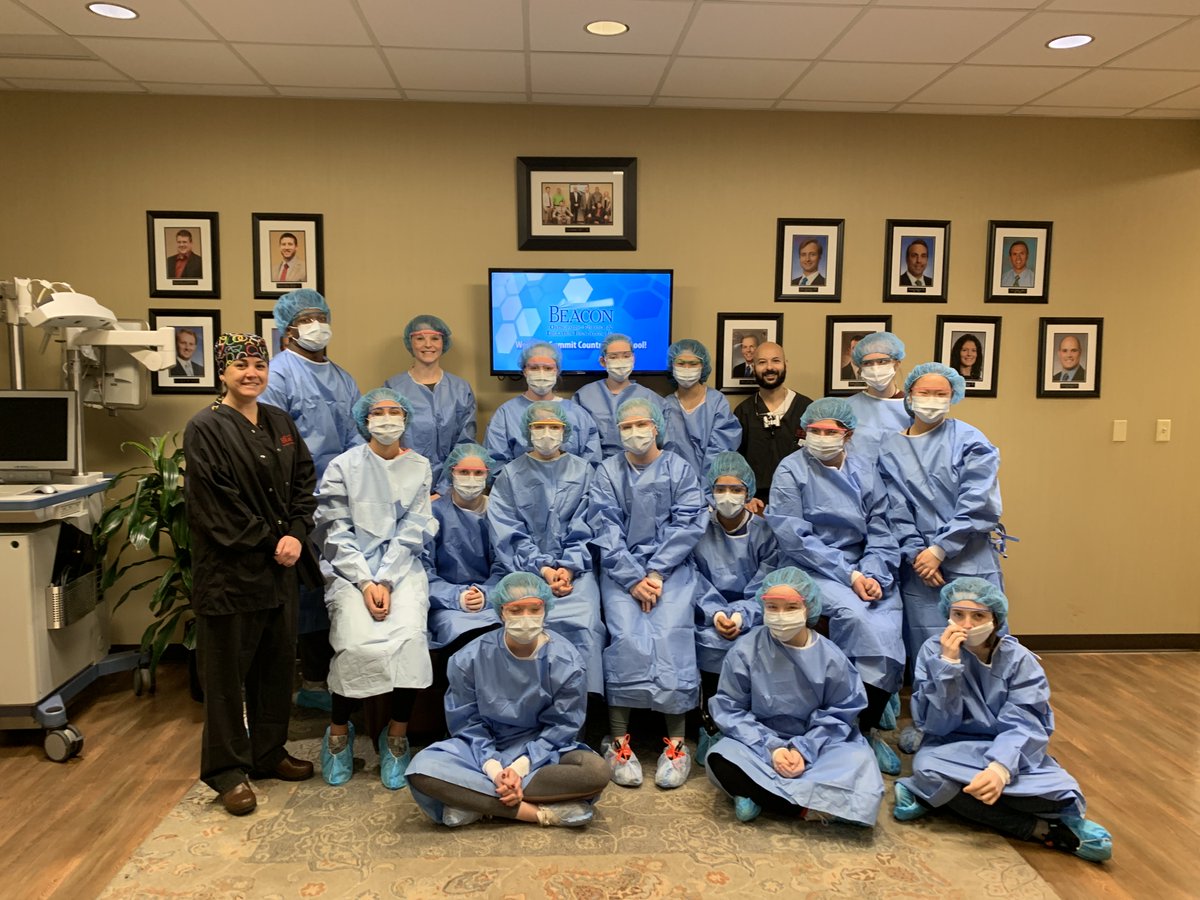 BeaconOrtho's tweet photo. Beacon's Foundation hosted @SummitCDS anatomy students for an upper extremity lecture and lab this past Wednesday! The program was lead by Dr. Mohab Foad and PA Brittany Stout. #handsonlearning #anatomystudy #orthoedu https://t.co/pA3pQGgPSP
