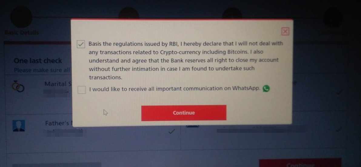 Banks in India are now saying they will now close customers' accounts if they deal in cryptocurrencies. 

These legacy institutions fear what they can't control, but people should be allowed to do whatever they want with their wealth.

Long Bitcoin, Short the Bankers!