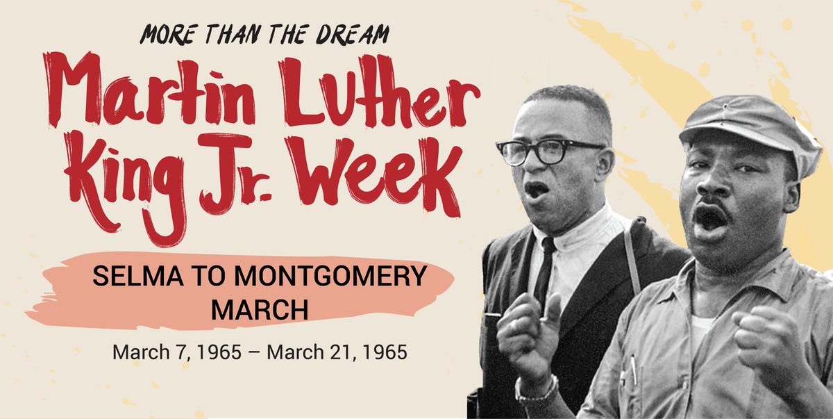 FSUMLKWeek's tweet image. King with the help of other influential civil rights leaders led marchers from Selma to Montgomery were three protest marches where individuals were campaigning for voting rights.
#FSUMLKWeek