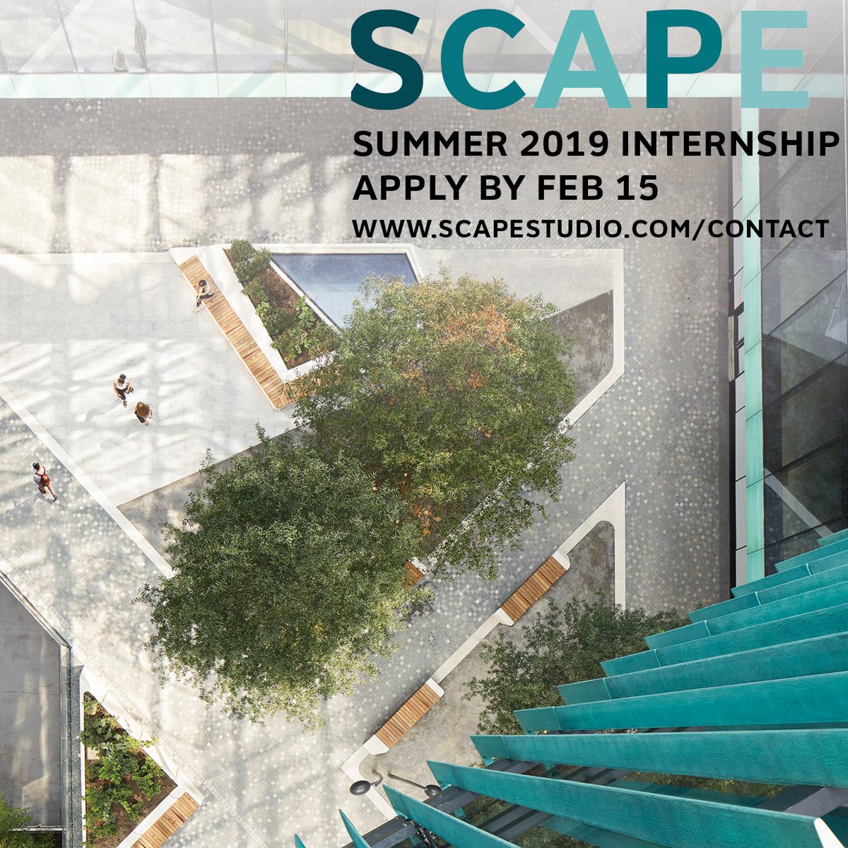 Apply for <a href="/scape_studio/">SCAPE</a>'s Summer 2019 internship! Deadline is February 15th. Internship positions are available in both #SCAPENYC and #SCAPENOLA offices. To apply, visit scapestudio.com/contact.