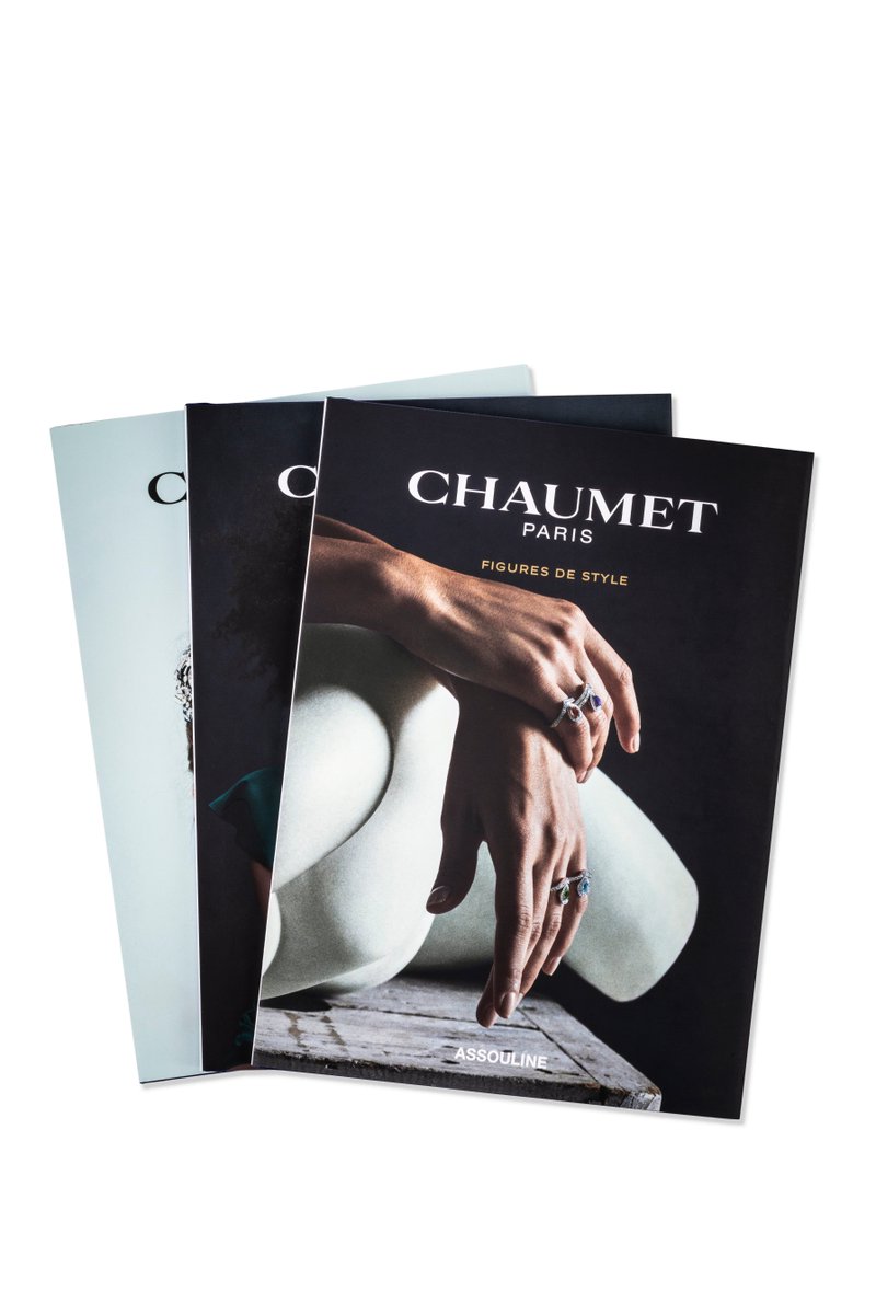 LVMH's tweet photo. The @Chaumet library welcomes a new box set of three books published by @AssoulinePub for a journey to the heart of the storied high jewelry Maison. 
#Chaumet #ChaumetLibrary #Assouline https://t.co/d5HFfpcw90