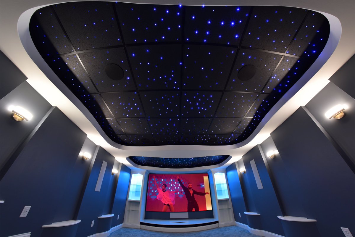 XtendTechAV's tweet photo. They say "A picture is worth a thousand words". This theater room we did is stunning, star ceiling and all #Stars #JustInTimeForWinter #movienight https://t.co/UtRuQMy4yj