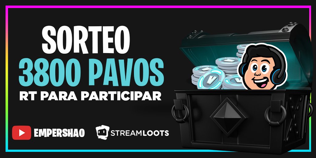 EmpershaoEsp's tweet photo. ¡SORTEO DE 3800 PAVOS PARA @FortniteGame! 🤑

Requisitos:
Dar RT al tweet! 
Seguir en Twitter a @EmpershaoEsp y @streamlootsES!
Estar suscrito a mi canal de Youtube! 
https://t.co/9IJhgqXkbB

Termina el día 31 de Enero y es internacional! ⏰

¡MUCHA SUERTE A TODOS! ❤️ https://t.co/ZxRj5yhNVy