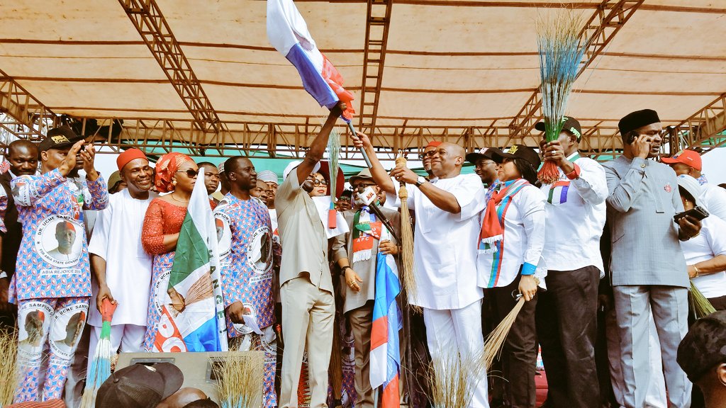OUKtweets's tweet photo. As the APC candidate Abia-North,  Myself alongside the Abia APC @OfficialAPCNg Gubernatorial candidate Dr. Uche Ogah &amp; other candidates were formally presented the party's flag for the incoming Feb/March polls.
We are winning!
#AbiaAPCRally 
#AbiaForAPC https://t.co/NZq71mb9FM