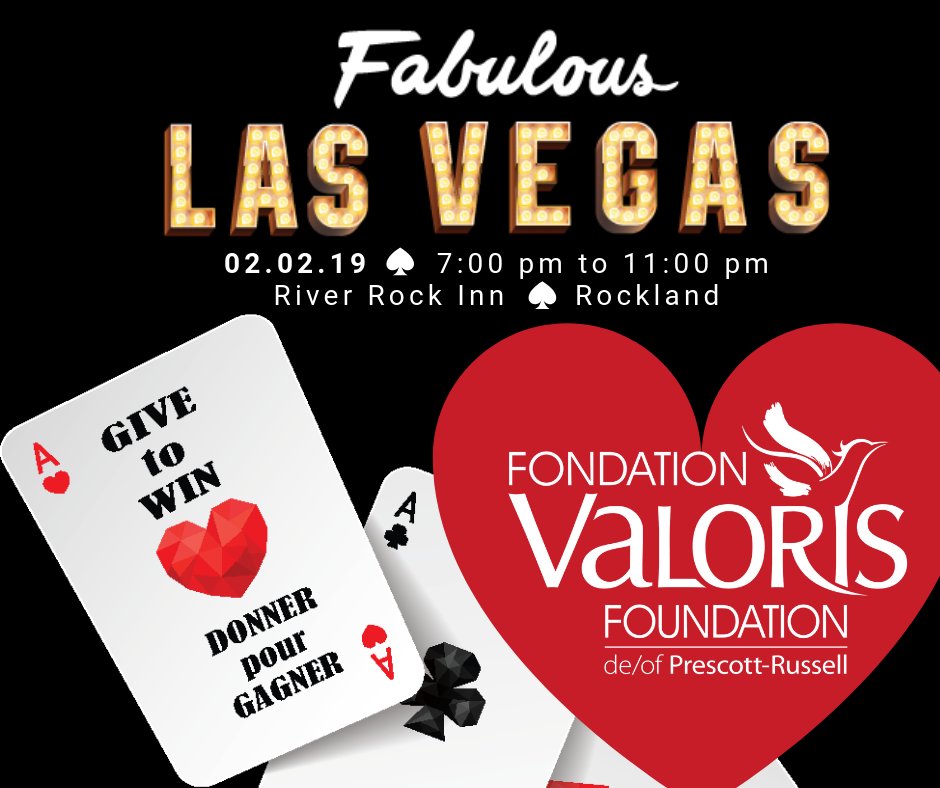 ValorSolutions's tweet photo. La  Fondation Valoris de Prescott-Russell présente Une soirée à Las Vegas,  une soirée remplie de divertissements et d’opportunités de DONNER pour  GAGNER! 
Billets en vente ici : https://t.co/91eq1cSk2K https://t.co/vcXeB92k88