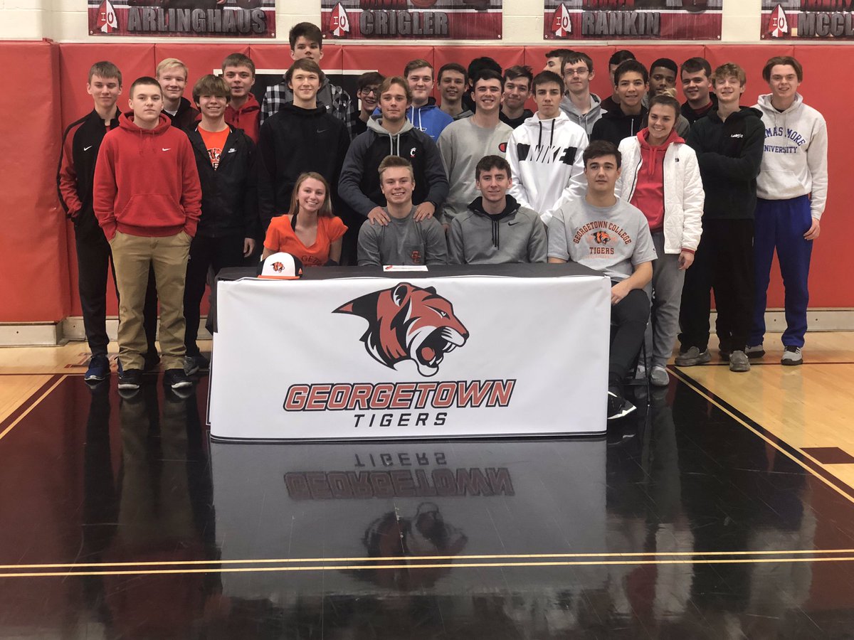 HolyCrossPep's tweet photo. Holy Crosses own Loel Haggard signed his letter of intent today to play baseball at GeorgeTown college! Great amount of respect for this kid really shows what hard work and dedication is! @ENQSports @JWeberSports @holycrosshscov @loel_haggs https://t.co/5qONjJIUKo