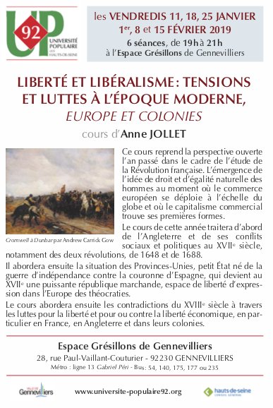 Universitepop92's tweet photo. Ne manquez pas le cours d'Anne Jollet ce soir  #up92 #liberté #libéralisme https://t.co/utYuT4AxFZ