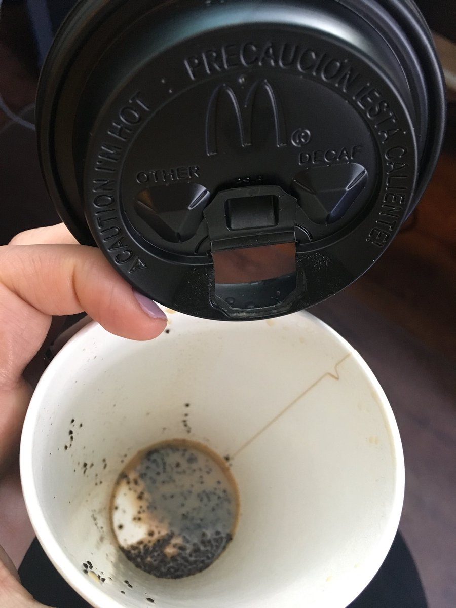 hatzieprosj's tweet photo. Thanks @McDonalds for the “surprise” at the end of my coffee #fail #ew #gross #groundsinmycoffee https://t.co/VIxr4bqi1C