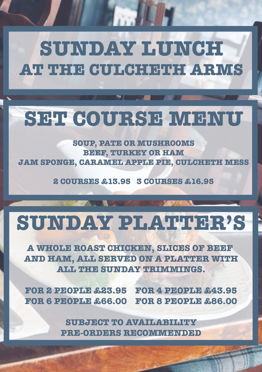 Are you looking for somewhere to go this Sunday for your Sunday lunch?

Our Sunday platters and set course menu's are available from 12-8pm.

To book your table now please call 01925 764722