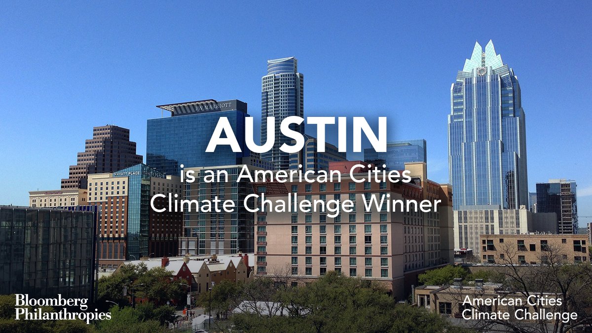 Today, Austin was selected as a winning city in <a href="/BloombergDotOrg/">Bloomberg Philanthropies</a>’s American Cities Climate Challenge. With new resources and support, we’ll be able to advance policies that reduce emissions and safeguard public health. More info: ow.ly/HqrQ30nhjNM. #Cities4Climate