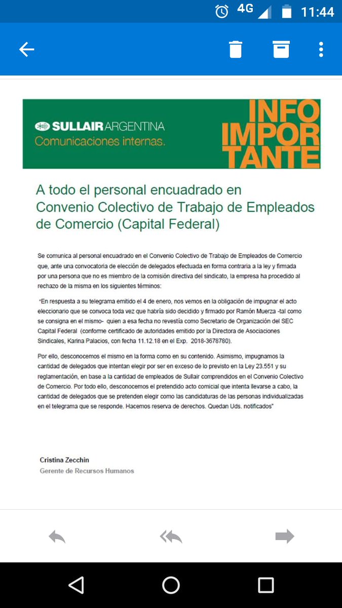 claudiovigliaro's tweet photo. SULLAIR PRETENDE IMPUGNAR LAS ELECCIONES
 EL MIÉRCOLES HAY ELECCIÓN. La empresa  esta "confundida". La elección no está convocada por Muerza sino por el nuevo secretario de organización Luis Sainz. Pego la convocatoria y los telegramas. Presten atención al remitente y las firmas. https://t.co/Lm5nfp7XIi