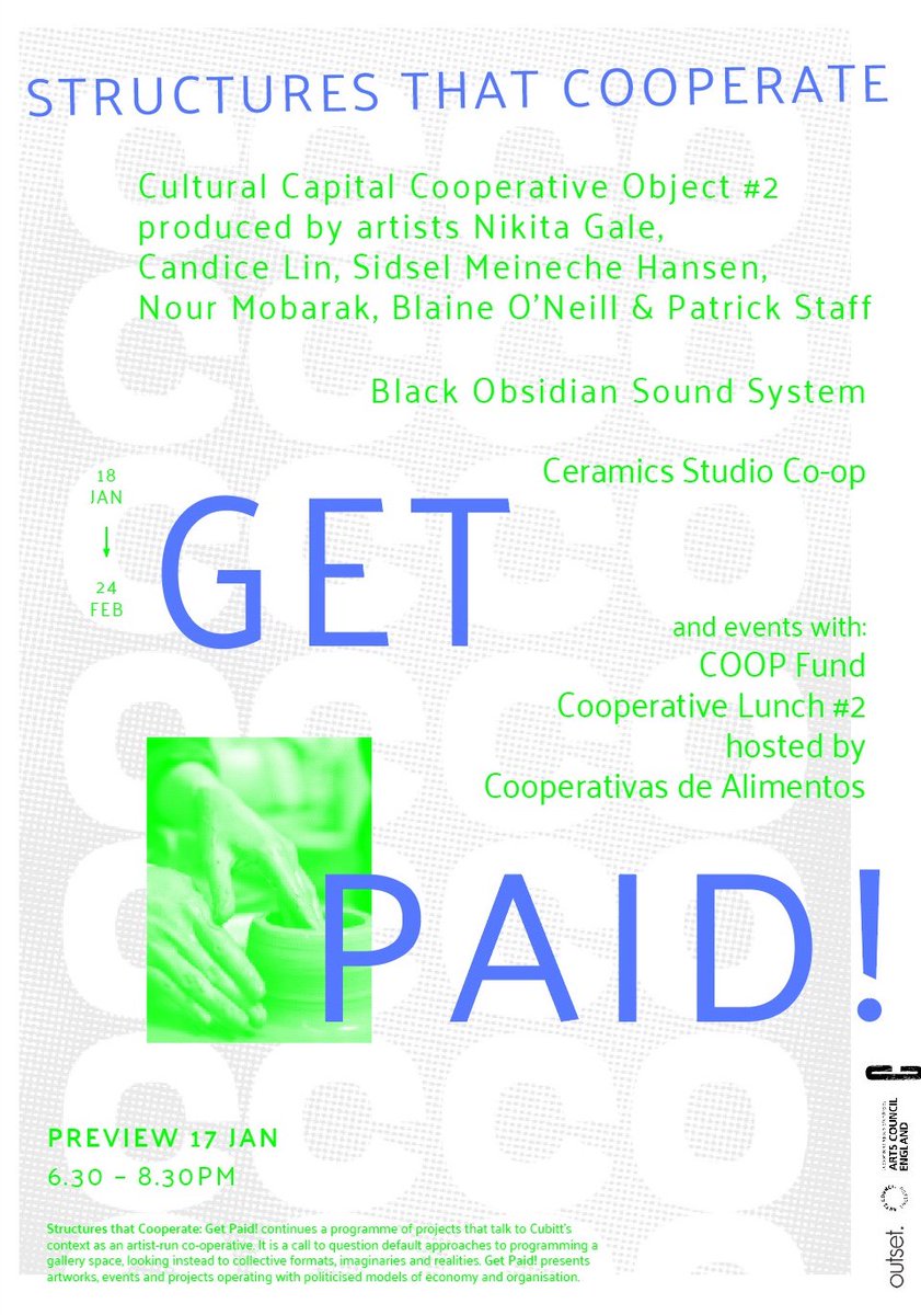 CubittGallery's tweet photo. PRIVATE VIEW! Structures That Cooperate: Get Paid! Thursday 17th Jan 6:30-8:30pm. All welcome! Featuring work by @ceramicscoop, CCCO#2 with sound by Black Obsidian Sound System (B.O.S.S) for one night only. #CubittGallery https://t.co/R95epUtHly