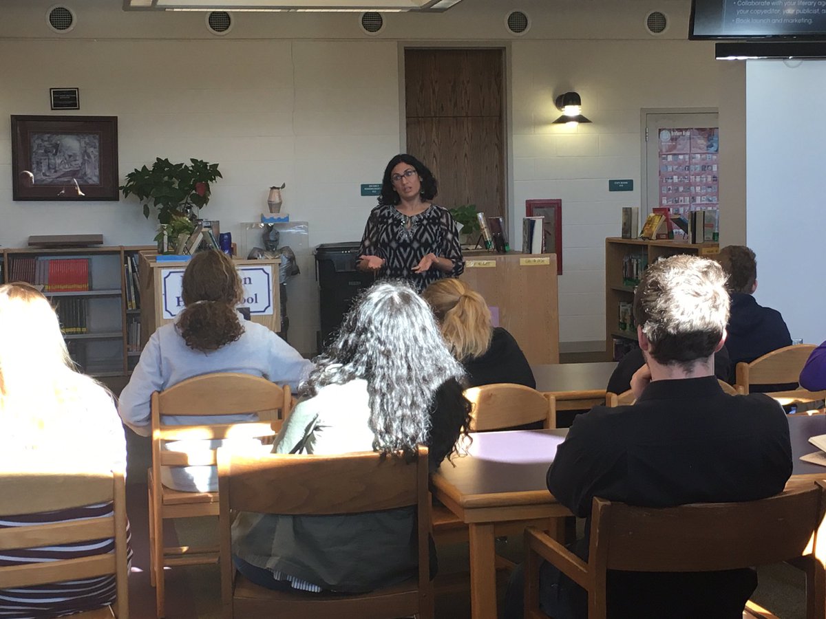 ellingtonHSlib's tweet photo. Chandra Prasad talks about her YA book #Damselfly at EHS today. https://t.co/2mnpjQhHgL