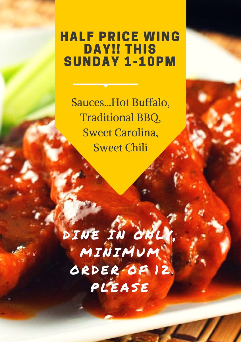 Extending our Sunday Wing Special to cover BOTH games this Sunday! Half Price from 1-10pm! Snow or Shine, dine in only!! #wallsttavern #wings #nfl #gobirds