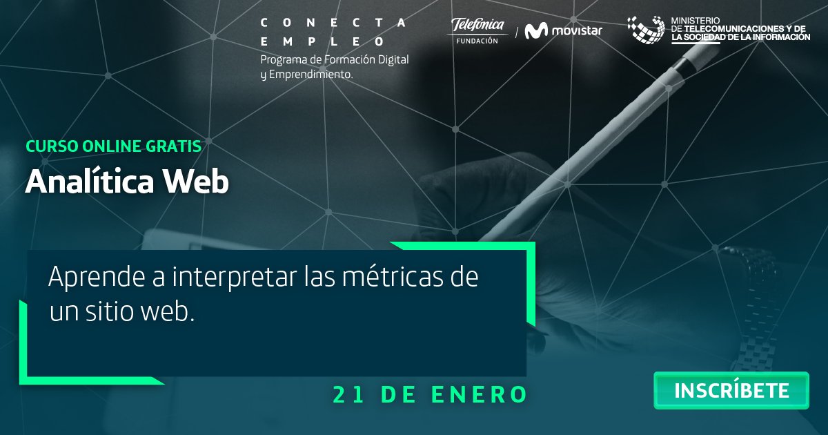 Telecom_Ec's tweet photo. Aprende a analizar datos para crear las mejores estrategias digitales en el curso online "Analítica web". #ConectaEmpleo #MintelCambiaVidas
Inscríbete gratis:
👉 https://t.co/aIIPStPkZC https://t.co/SbuPROCJ9V