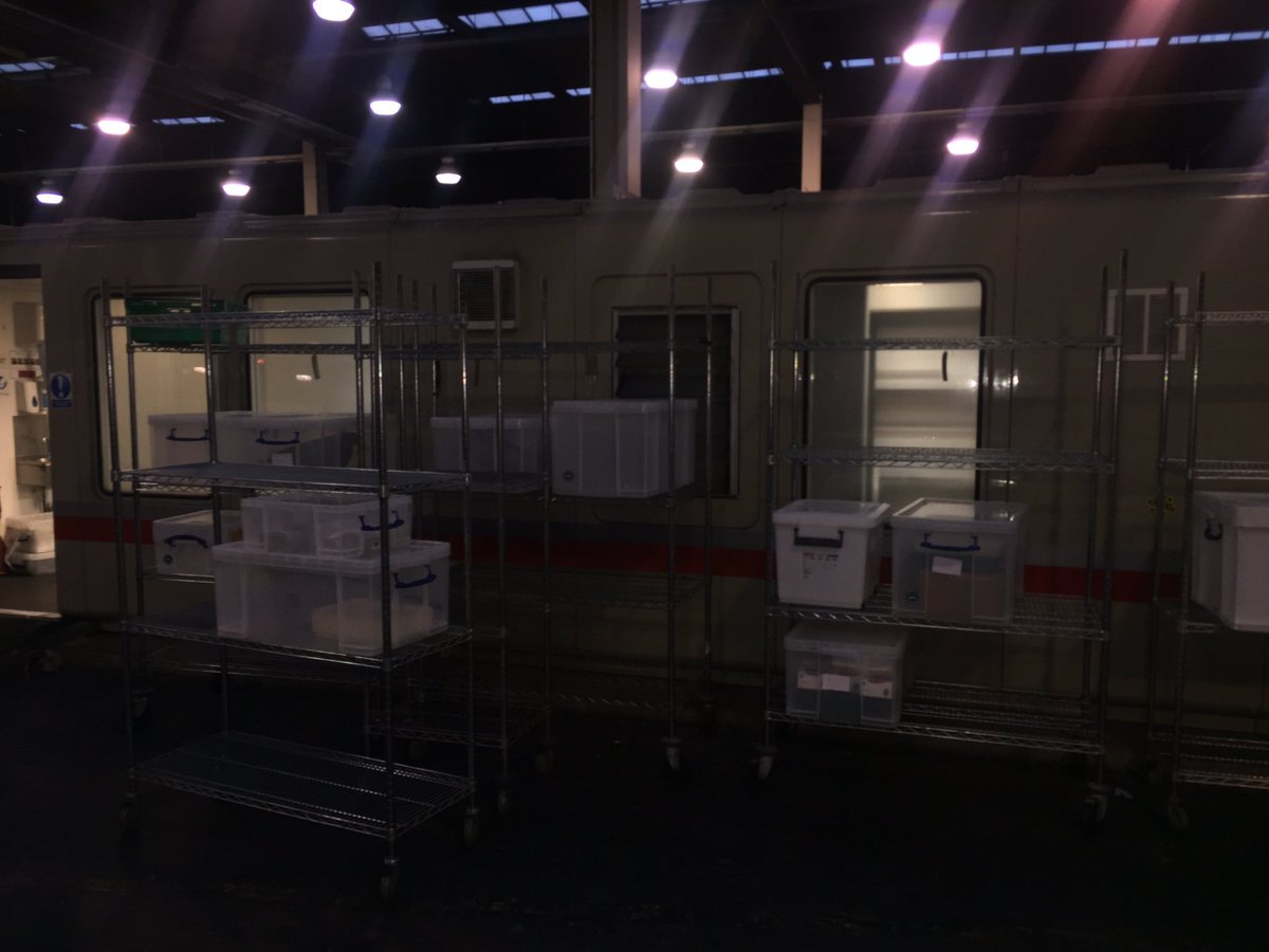 NetworkRailEUS's tweet photo. We are sad to see @Pret close yesterday they’ll be missed. Their leaving gift was all of their racks and equipment they no longer need to the @eustonfoodbank - our team carried all the donations over to the food bank. #oneteameuston https://t.co/69KF6Fg3AZ