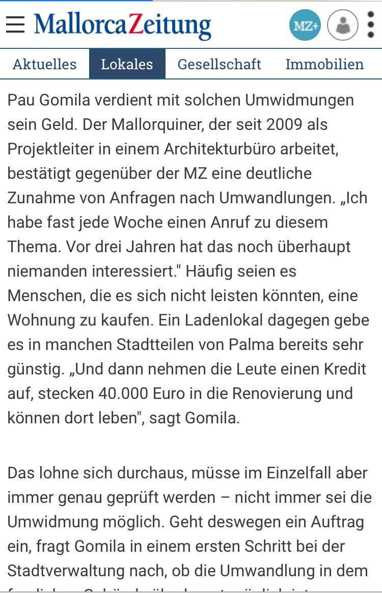 Lo importante es que hablen de uno, aunque no entiendas el idioma :)

Hace unas semanas me entrevistaron para solicitarme información sobre los cambios de uso de local comercial a vivienda, uno de los muchos servicios que ofrecemos.

mallorcazeitung.es/lokales/2018/1…