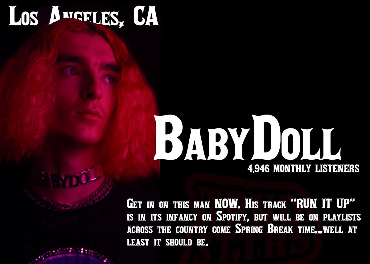 trndsettersent's tweet photo. Babydoll debuts with his new single, RUN IT UP!  This artists is fresh on the scene and here to stay. Get on his wave before he’s on every spring break playlist in 2019! @Imbabyxdoll https://t.co/w361fldtwx