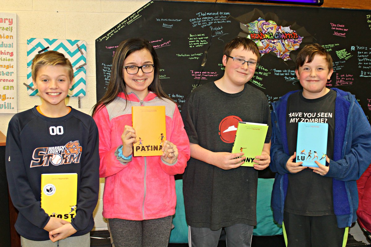 MelindaFry4's tweet photo. My Ss DEVOURED #Ghost by @JasonReynolds83! This book club kept asking me 2 purchase the rest of the series, as they each had a character that they wanted 2 read about. 2day I surprised them! #GreatKids #GreatBookSeries #FallingInLoveWithReading #GreatWayToEndTheWeek #BeUnited https://t.co/BnupDpuOxB