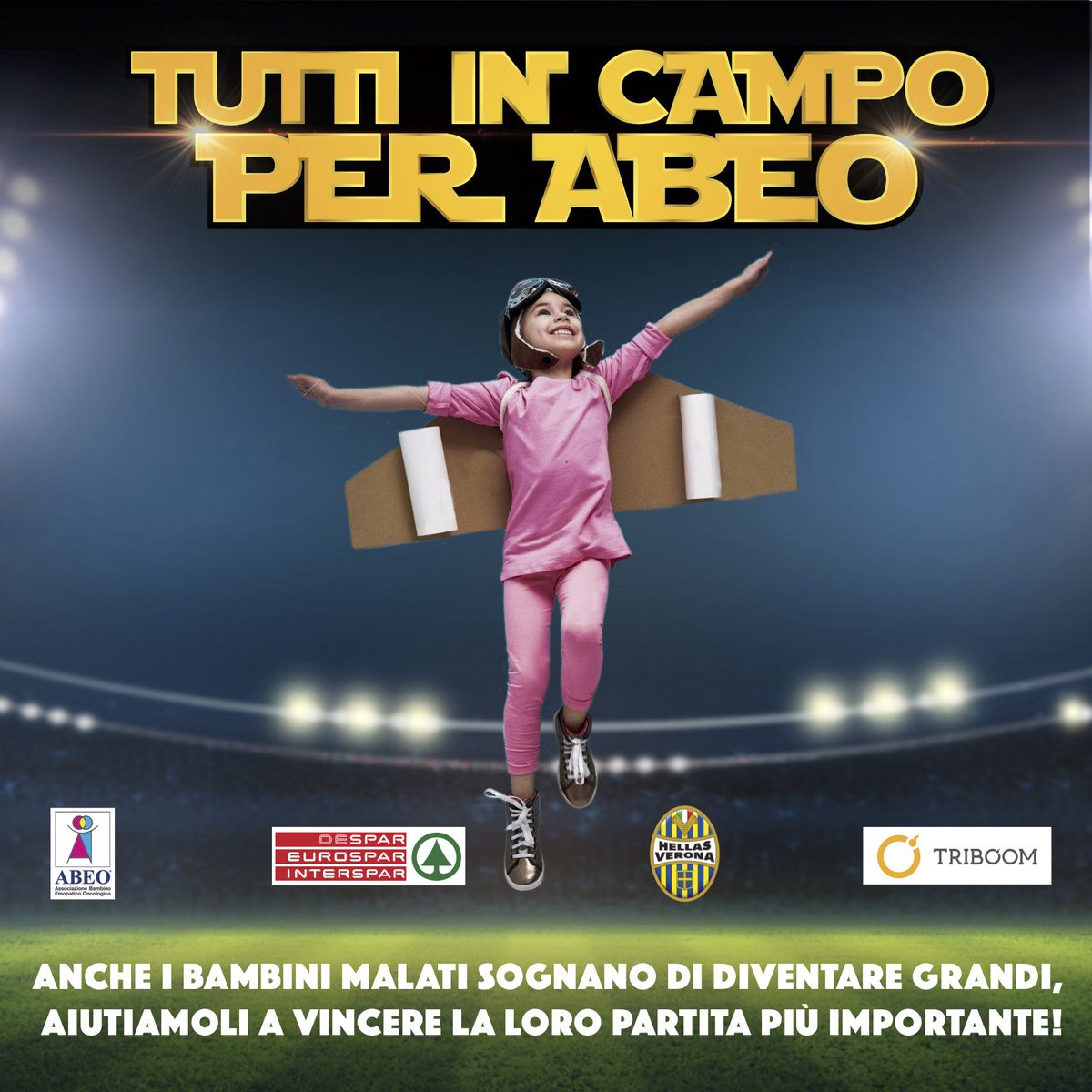triboomers's tweet photo. La nostra campagna "Tutti in campo per Abeo" ha superato il primo target di raccolta di 5.000€ grazie al contributo di @HellasVeronaFC, @Despar_Nordest e tanti amici e sostenitori di ABEO Verona. La campagna sarà online fino all'11 Febbraio 👉 https://t.co/cvwNdg3Cjq https://t.co/Z3dIFBDecx