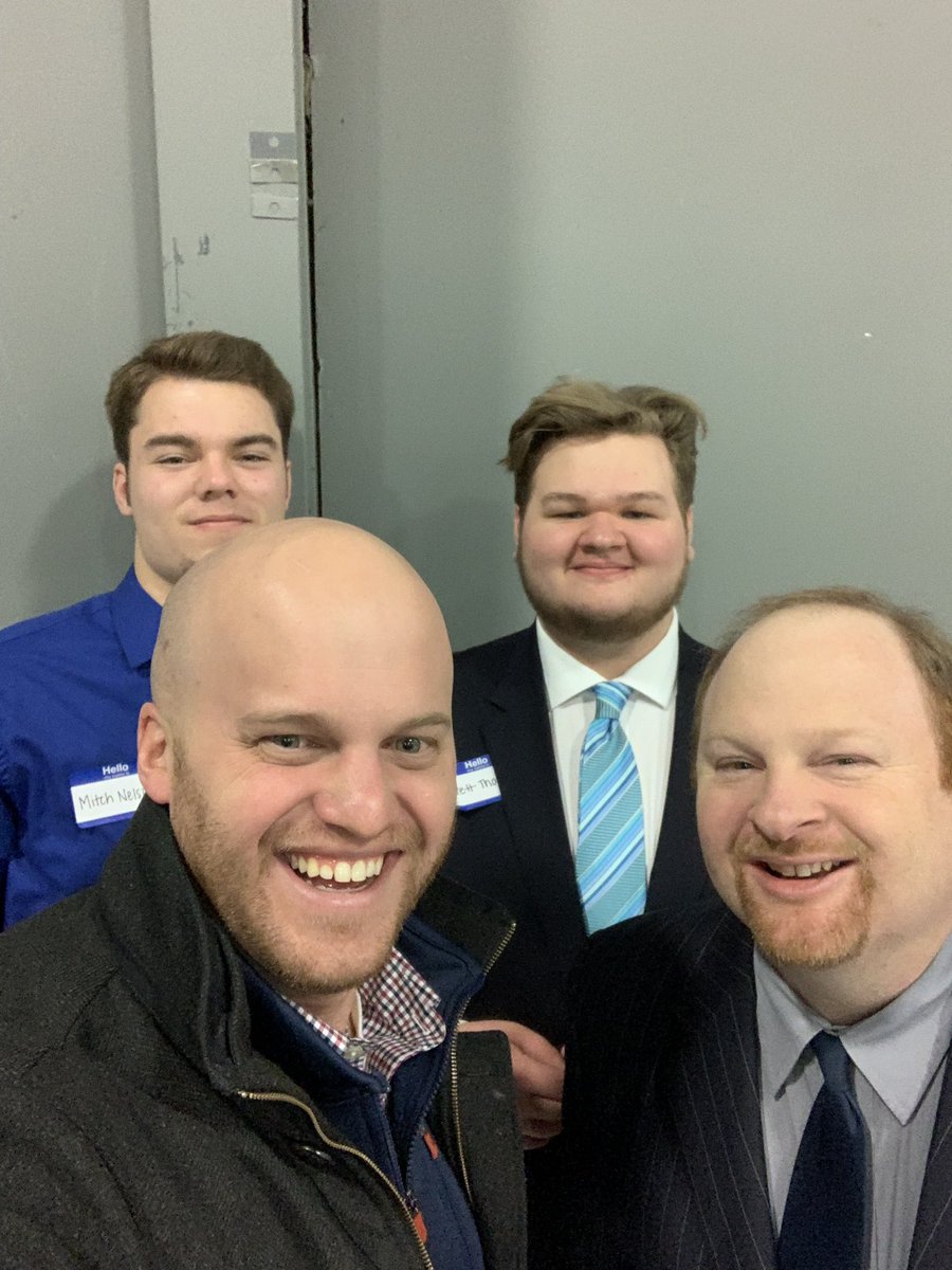 JoeSageBMS's tweet photo. Great way to start my Friday! Got to hang out with FHS students at the DECA District One competition. Even got a photo with Brett Thomas and Mitch Nelson! Brett qualified internationally for ICDC in virtual business! Thanks to Mr. Kegler for all of your leadership! #FHSDECA https://t.co/p9ixmdpJeM