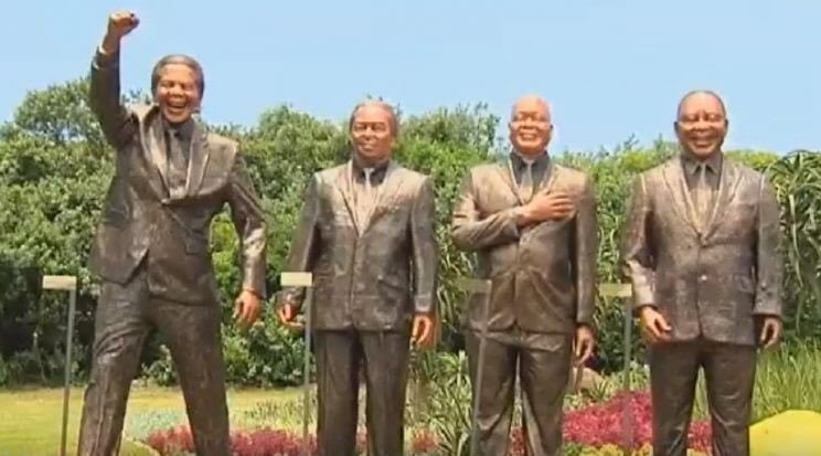 BraHlonisky's tweet photo. The same ANC builds R20m statues in the middle of the street. Imagine if they built 3 bedroom houses for these voters. 
#ANC107 https://t.co/anl31c94AI