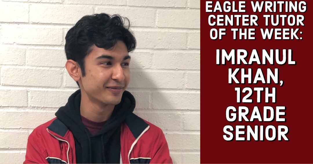 As a writing center, we think that it is important to get to know our tutors! With that being said, here is our first tutor of the week! 💫 Imranul is a senior and this is his first year as a writing center tutor! Not only is he a tutor but he is also outreach committee chair!