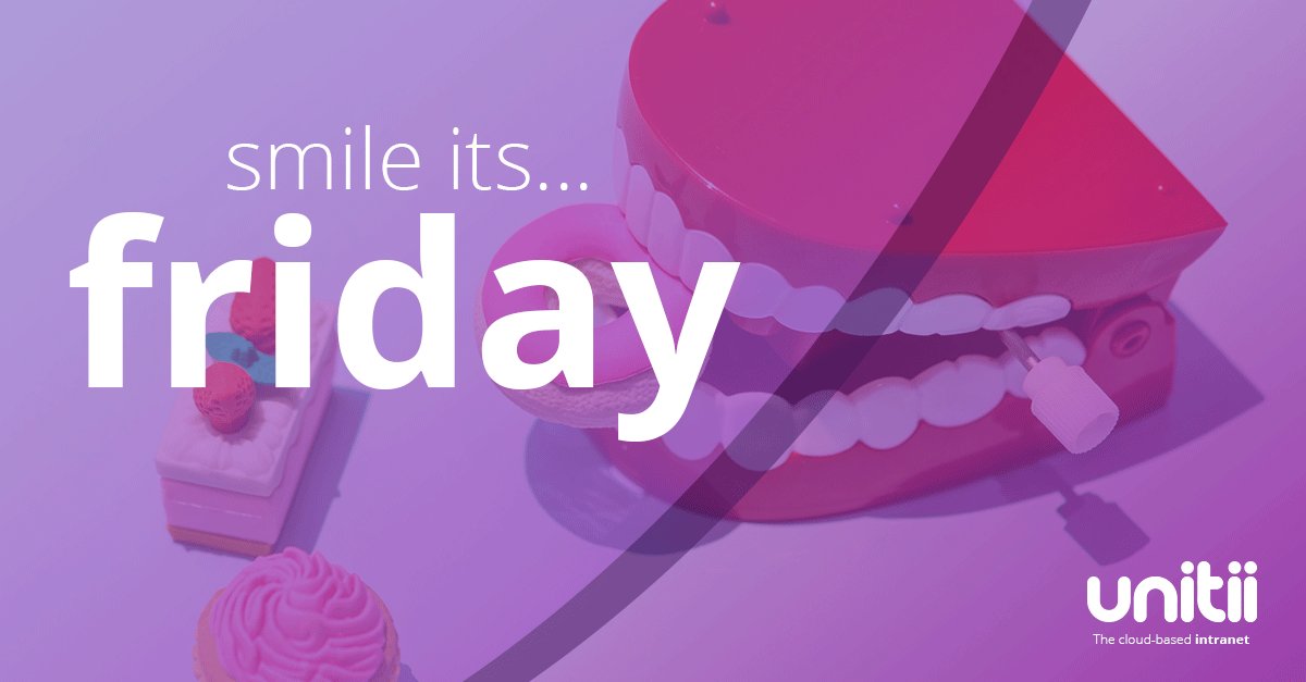 Unitiintranet's tweet photo. Happy Friday from everyone at Unitii.
Let Unitii make you the office hero today.
https://t.co/4HetCwC9Ov
#business #intranet #unitii #connected #EmployeeEngagement #productivity #Workflow #partner #TGIF #officehero https://t.co/W6UWVHHxPc