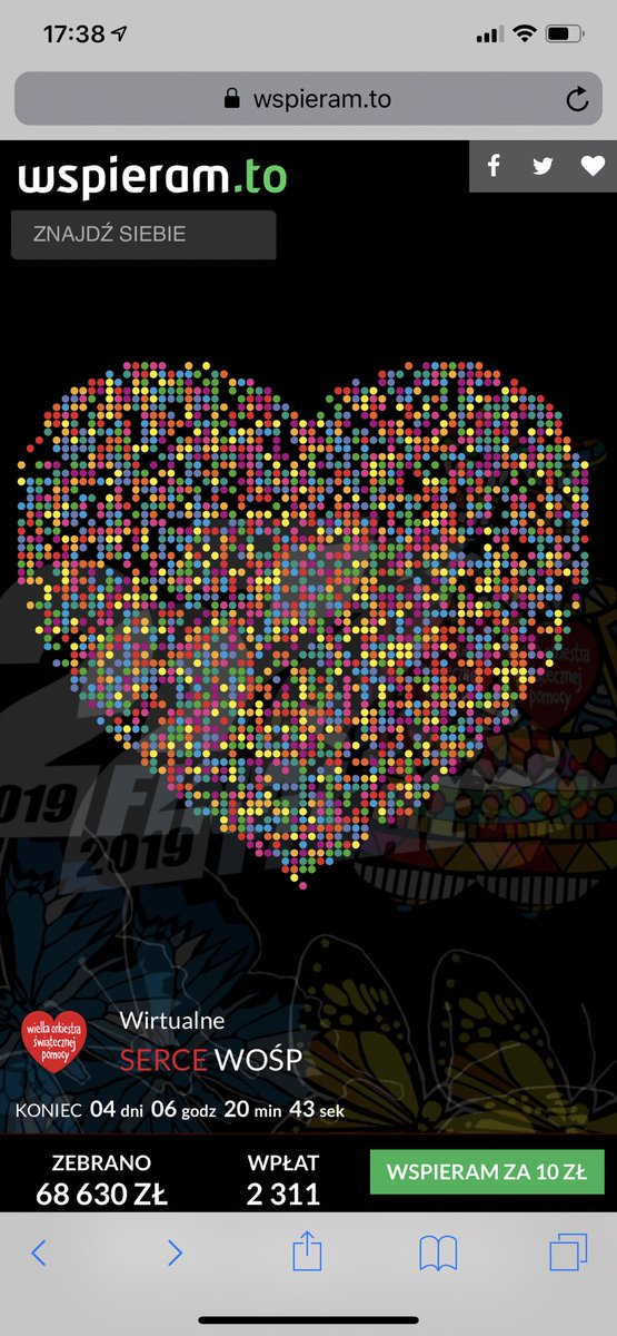 Wirtualne Serce <a href="/fundacjawosp/">WOŚP</a>  na <a href="/wspieramto/">Wspieram.to</a>  rośnie w oczach! Dołącz na wspieram.to/wosp #wosp #crowdfundingpl #robimydobro