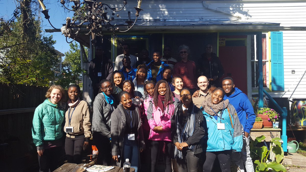 FIUTS's tweet photo. So many great ideas in the beautiful garden @GreenLightNOLA! We're getting ready to put art on rainbarrels today! #FIUTSSUSI #exchangeourworld https://t.co/3NBpVRepi7