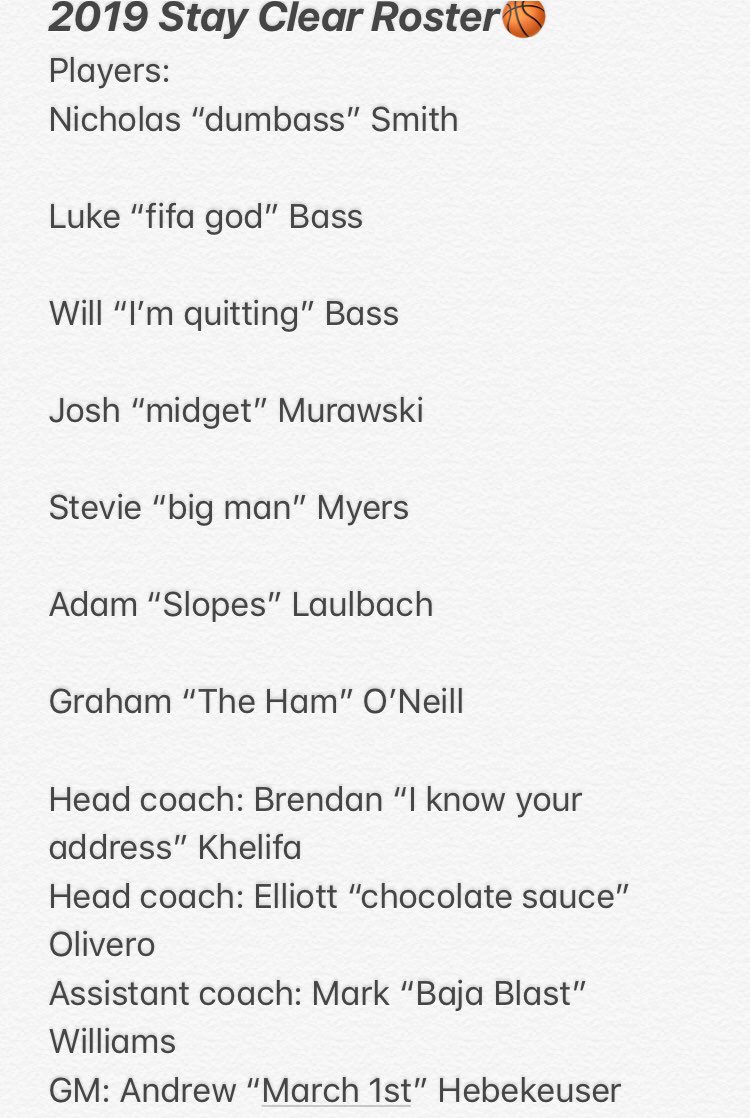 Your official 2019 Stay Clear roster