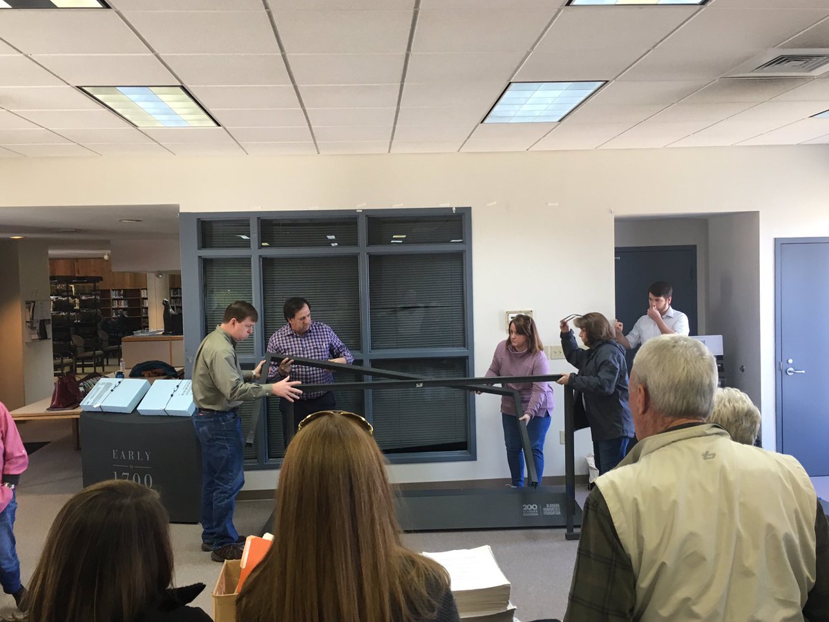 MakingAlabama's tweet photo. We’re in Roanoke at the Annie L. Awbrey Library today getting all set up! Exciting times are coming to Randolph County! #MakingAlabama #AL200 @al200 https://t.co/LFKOYbUHXP