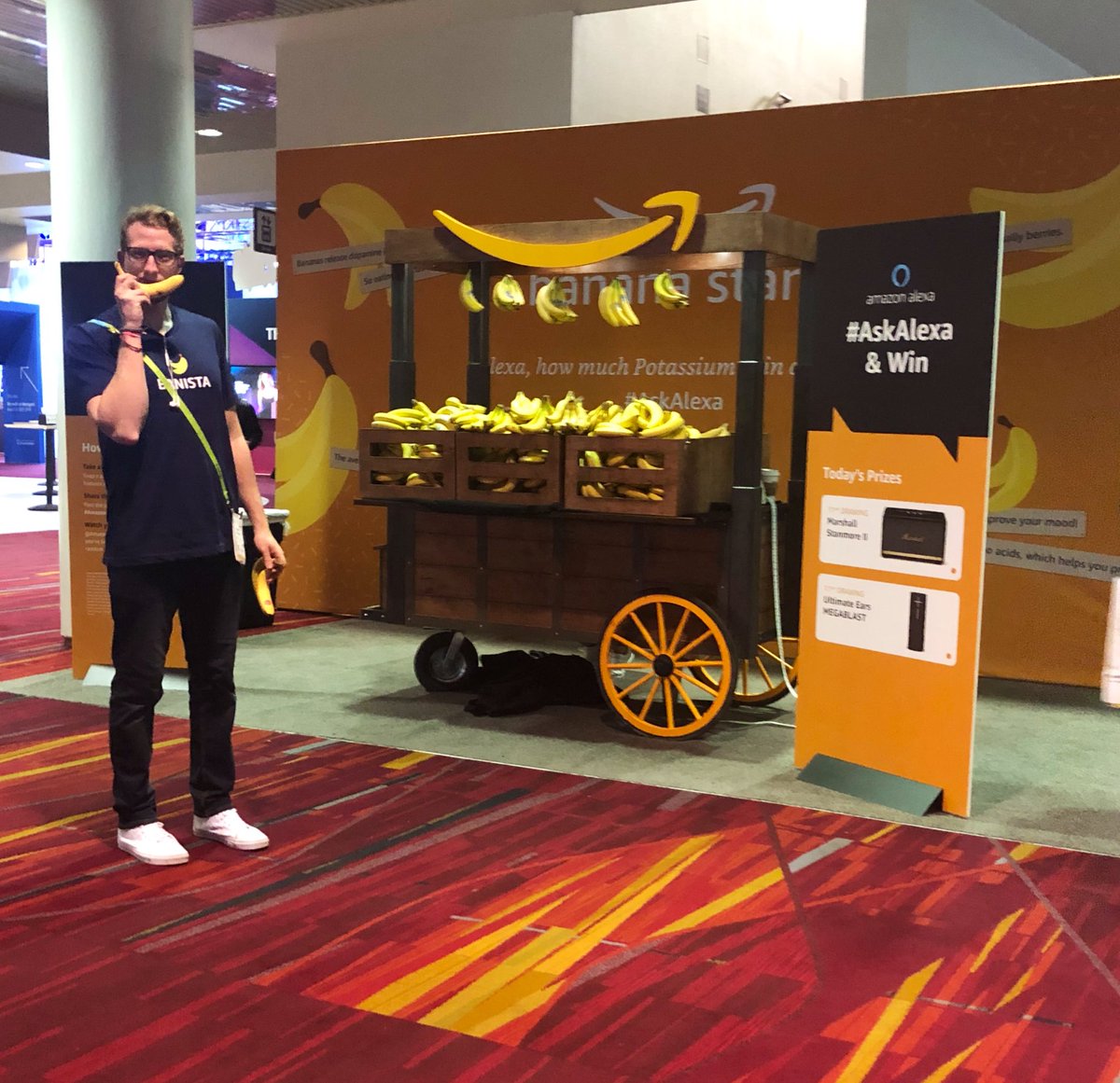 NAFCareerAcads's tweet image. Last day of #CES2019! Pick up a banana from @amazon and #AskAlexa for a chance to win one of today’s prizes! 
Thank you, to all the businesses - like Amazon, for supporting NAF and the future #techworkforce. #BeFutureReady