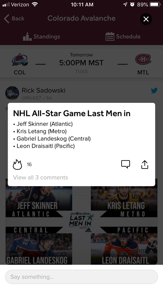 avrilanche's tweet photo. We did it! #GoAvsGo #GOTGabeIn Might have to buy one of them #AllStarGame jerseys now...🤔 https://t.co/AbNXKQ7xFh