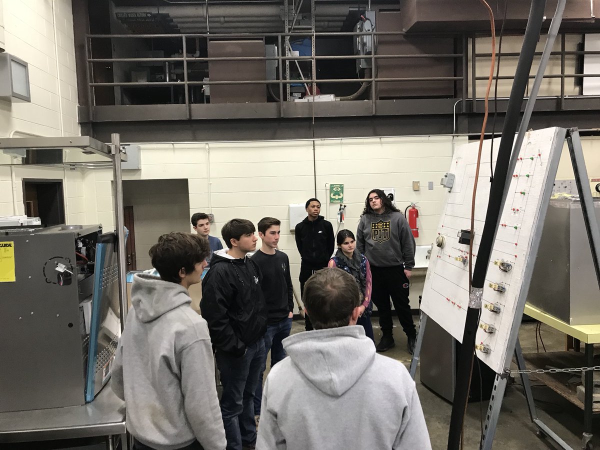HVACTC's tweet photo. Just completed the first session of day 2, had some great interactions with Matoaca and Thomas Dale students. Once again @Michael39559018 and Gage nailed it. #oneCCPS #ccpsCTE #HVAC https://t.co/8ZlMsgEBxb