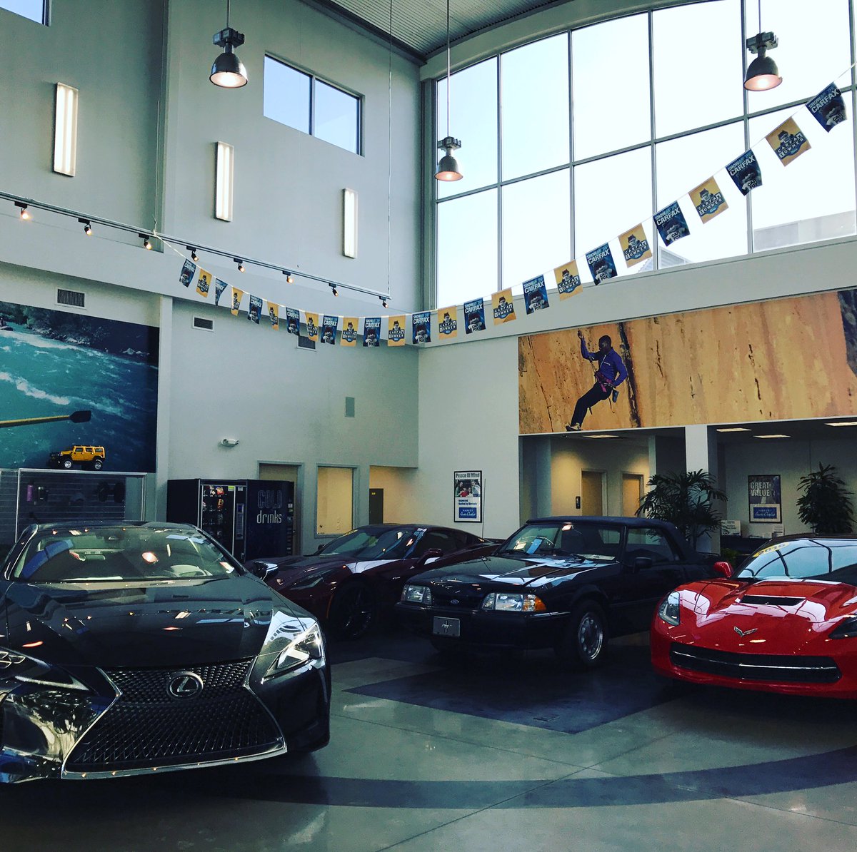 AutoOutletGR's tweet photo. Good looking showroom right there #ByHarvey #autooutlet #performancecars #coupes #mustang #vettes #GrandRapids https://t.co/yxxEJIi1AC