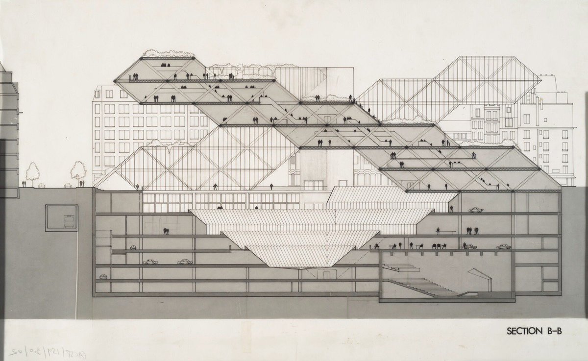 henkstadens's tweet photo. Moshe Safdies design voor centre Pompidou. WoW! Werd destijds 2e https://t.co/8usbtAe6Vu