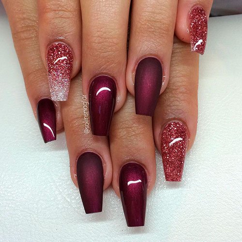 burgundy and rose gold nails designs｜TikTok Search
