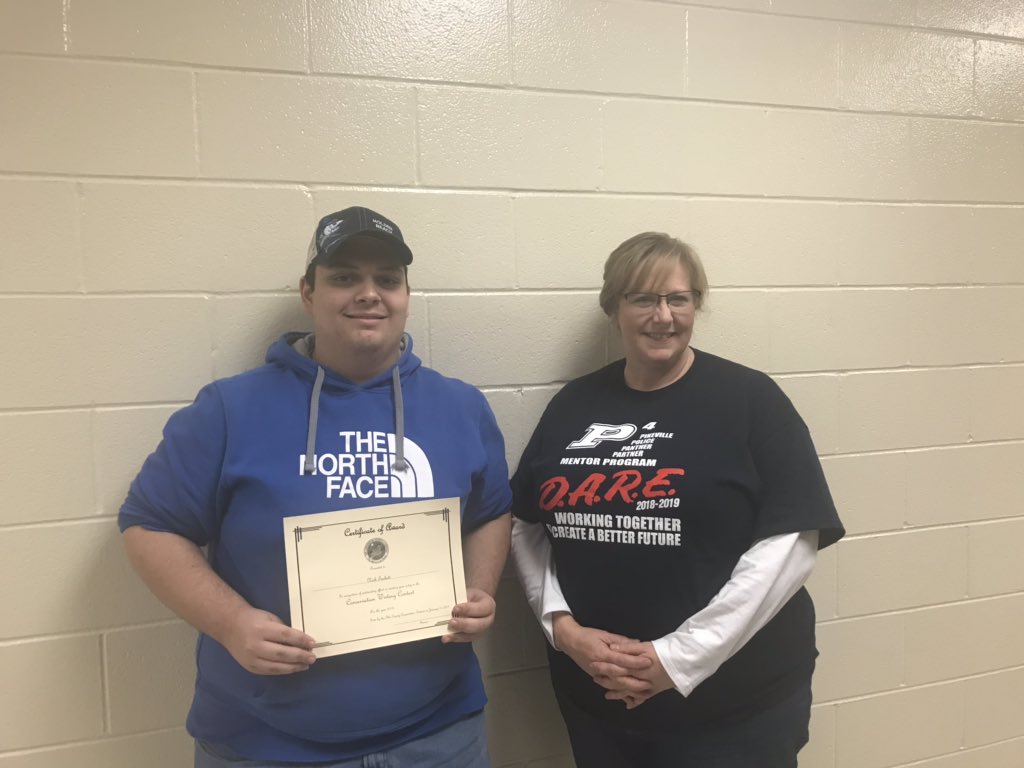PikevilleHigh's tweet photo. Congratulations to PHS senior, Nick Tackett, for winning the local Soil Conservation Writing Contest and a Gift card! Ms. Kelly Scott also won a gift card for her classroom for the winning essay. His essay now goes to state level competition.
#CongratsToBoth https://t.co/xGjDTPLmCO