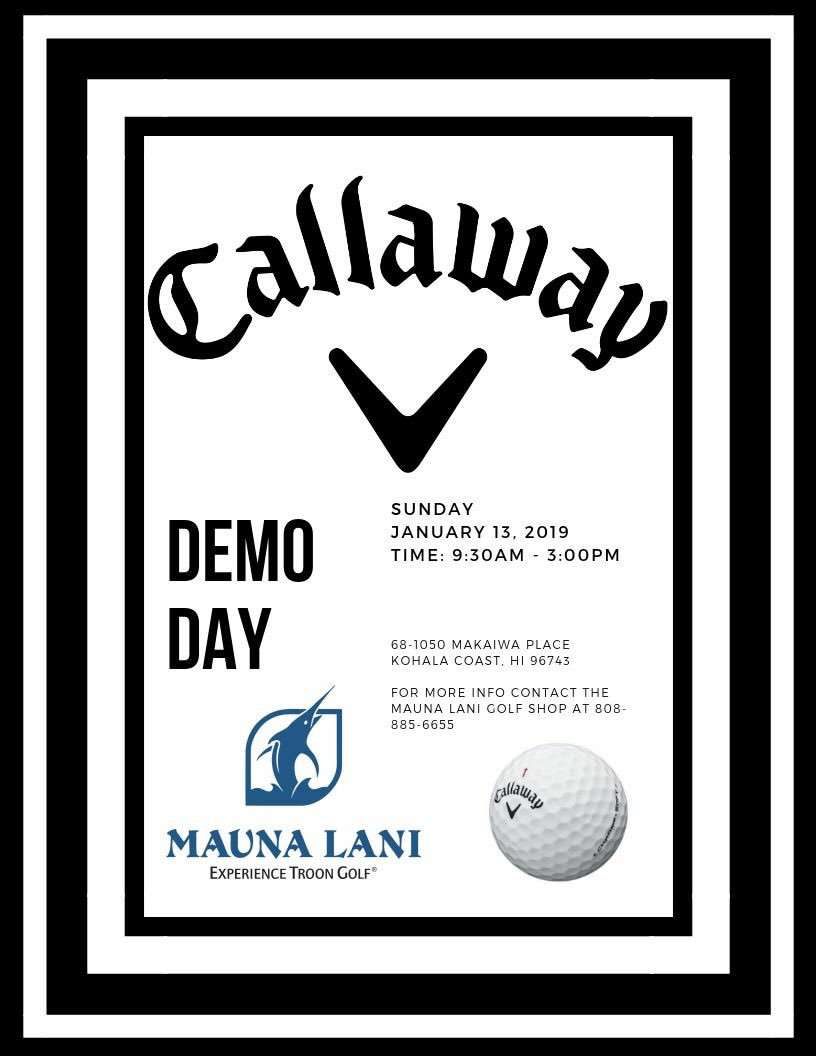 #Callaway will be at the Practice Facility at Mauna Lani this coming Sunday, January 13, 2019! Are you ready to change your #golf game? #Golf #GolfClubs #CallawayGolf #Troon #TroonGolf #PlayMoreGolf #Hawaii #HawaiiGolf