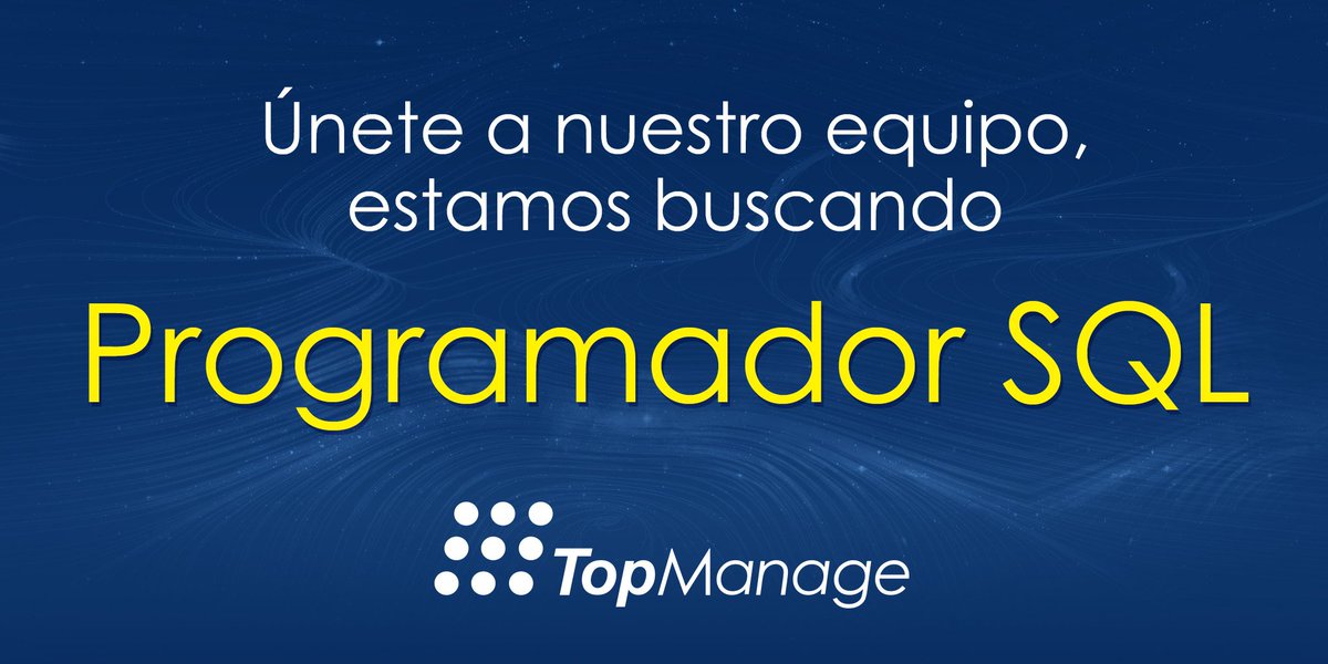 TopManageSAP's tweet photo. Queremos que seas parte de nuestro crecimiento, te dejamos nuestra nueva vacante de programador SQL. Entra al link y postulate si cumples con el perfil. #Panama #TopManage #Vacante #SAPBusinessOne
https://t.co/RxQXUUf75t https://t.co/fRMlUsnPmt