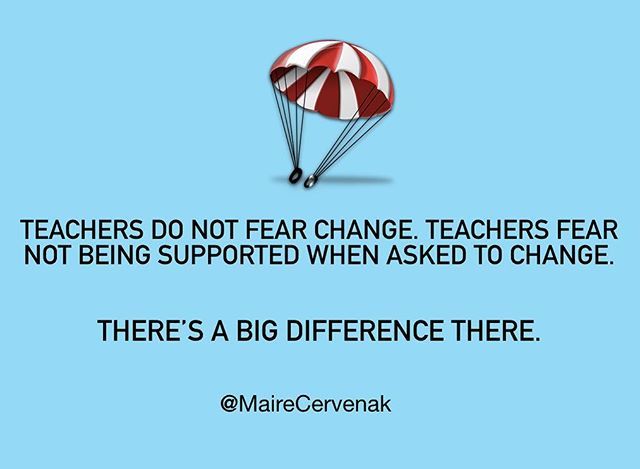 mraspinall's tweet photo. Teachers do not fear change. Teachers fear not being supported when asked to change. .
There’s a big difference there. https://t.co/4sEtPBxaSq