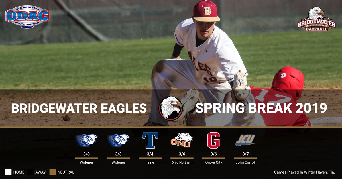 BCAthletics's tweet photo. The @BwaterBaseball team has announced its opponents for its Spring Break Trip to Florida, March 3-7. The Eagles will play a doubleheader vs. Widener and single games with Trine, Ohio Northern, Grove City and John Carroll. #bleedcrimson #goforgold https://t.co/SC6XaecwSy