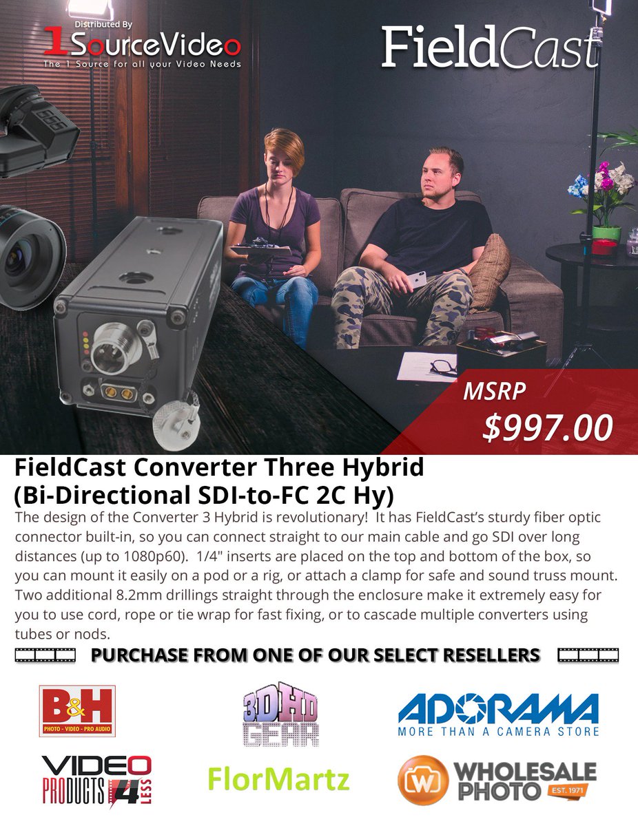 1sourcevideo's tweet photo. The design of the Converter 3 Hybrid has @fieldcast_eu's fiber optic connector built-in, so you can connect straight to their main cable and go SDI over long distances. #FieldCast #1SourceVideo #DefiningDistribution #BandH #VP4L #Adorama #WholesalePhoto #3DHDGear #FlorMartz https://t.co/Wumj5XGDY4