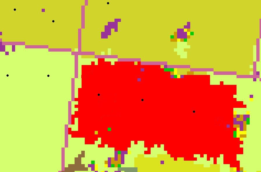 LeanderCampbell's tweet photo. Back when #TwitterlessPatrick & me traveled #SKag in Sept we were able to meet with Kaila Hamilton of @NorQuinAgronomy (thx @Flad02 !) & collect some example quinoa fields (black dots). Those (& a few other) fields are visible in #cropmap18 (highlighted in red). #newcropdata https://t.co/Uzc7axJGd0