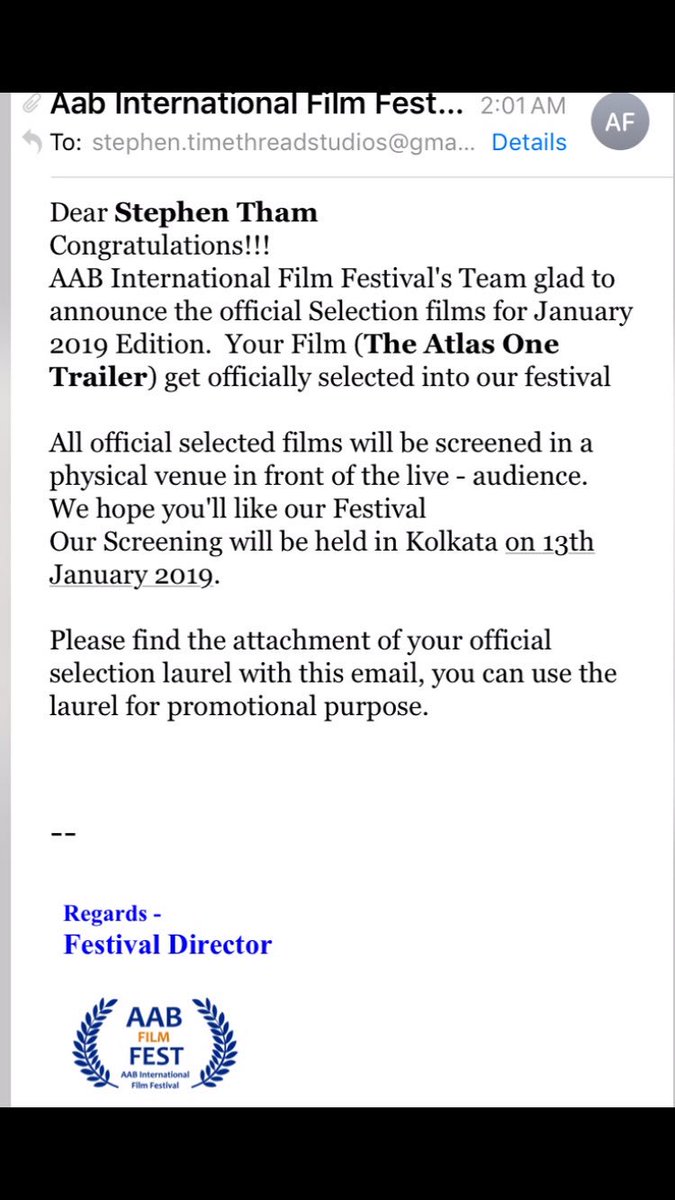 TimeThread_'s tweet image. We are proud today that both our trailers were officially selected! @aabfest hopefully we winning 🙏🏼 
#trailer #film #FridayMotivation #Filmmaker #FilmFestival #filmmaking #production #originalscore #composer #producer #editor